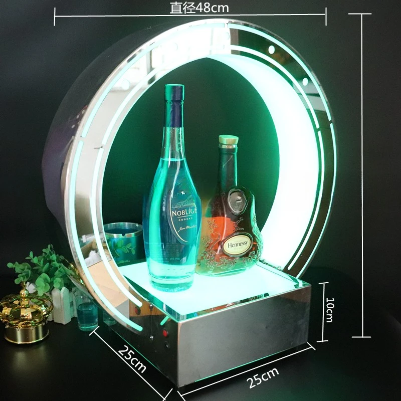 for Bar KTV Wine Base Champagne Sign round Stainless Steel Wine Rack Luminous Led Wine Base