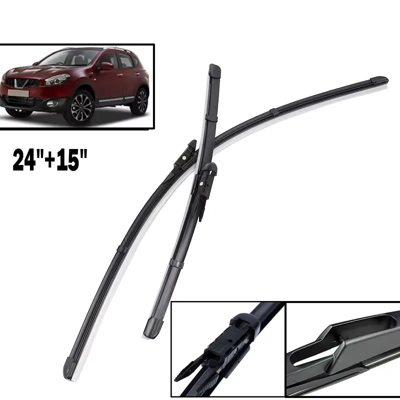 

Wiper Front Wiper Blades Set For Nissan Qashqai J10 2006 - 2013 Windshield Windscreen Window Brushes 24"+15"