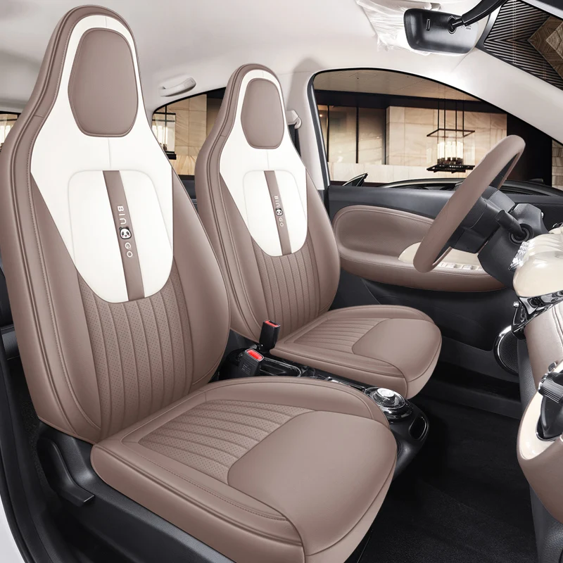 4 Seats All Inclusive PU Leather Car Seat Covers, Custom Fit Wuling Bingo Binguo EV Auto Seat Protector