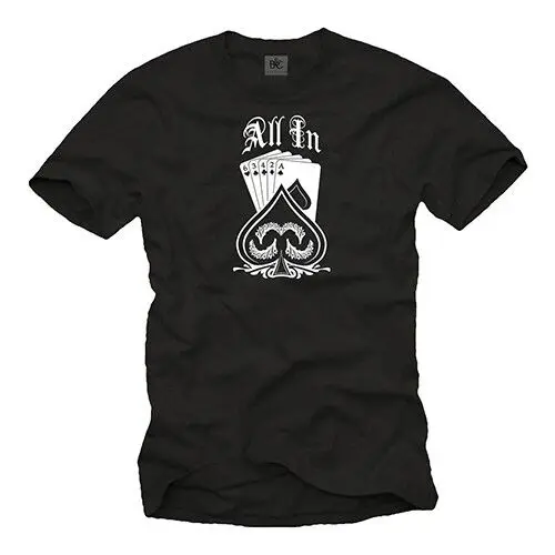 Herren poker t-shirt schwarz poker karten lust männer geschenke kartens piel