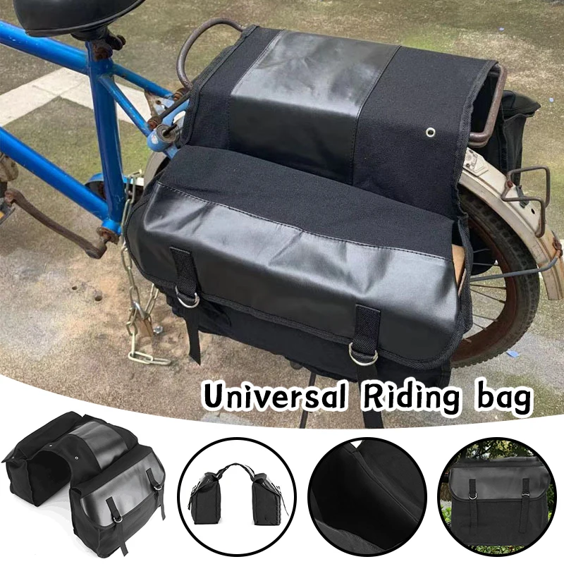 

Cycling Double Side Rear Rack Bike 2 In 1 Black Trunk Bag Mountain Road Bicycle Tail Seat Pannier Pack Luggage Carrier Bike Bag