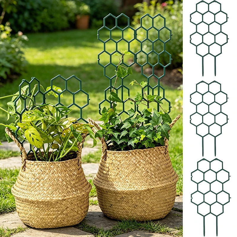 Honeycomb Design Plant Trellis Plastic Climbing Frame Indoor Outdoor Garden Support Stake for Potted Vines Flowers Growth