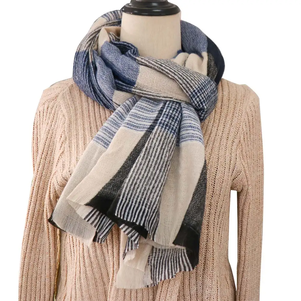 

Fashion Korean Men's Plaid Scarf Casual Thicken Winter Plaid Scarf Warm Long Checkered Scarf Males