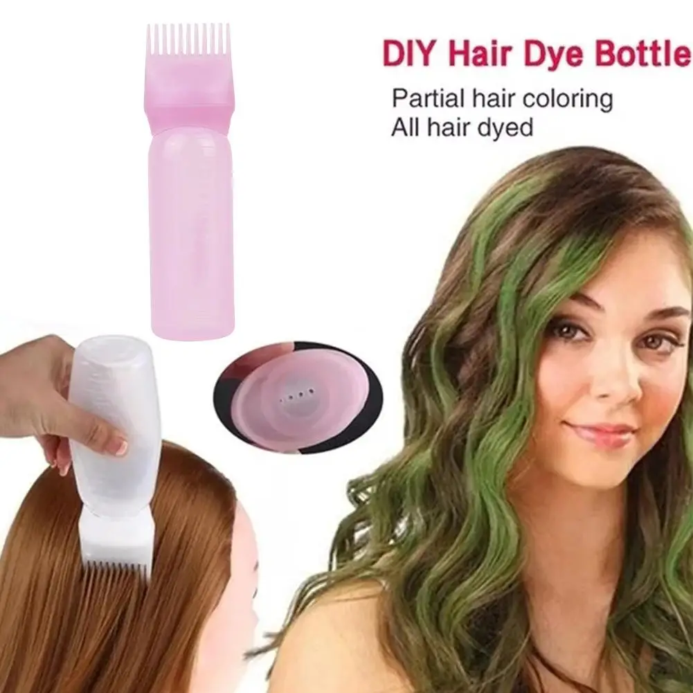 Botella aplicadora de aceite para el cabello de salón de 3 colores, botellas de peine para teñir peluquería profesional, suministros para colorear de peluquería y barbería