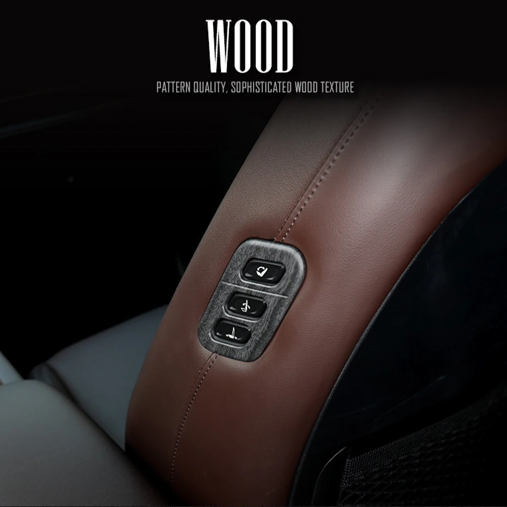 For Hyundai IONIQ 6 Grandeur Azera Palisade Kona 2024 Wood Grain Color Car Seat Adjustment Buttons Cover Sticker Trim