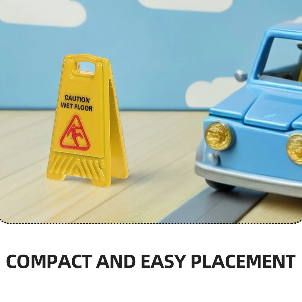 10 szt. Miniaturowe znaki ostrzegawcze, realistyczne znaki uwaga, ostrzeżenia na podłodze, akcesoria do zabaw o bezpieczeństwie, mini znaki ostrzegawcze.
