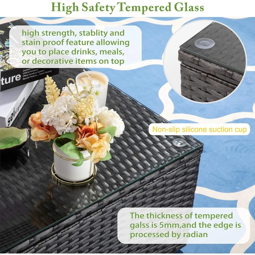 Patio Furniture Sets, All-Weather Brown PE Wicker Outdoor Couch Sectional Set, Small Conversation Set for Garden/Patio w