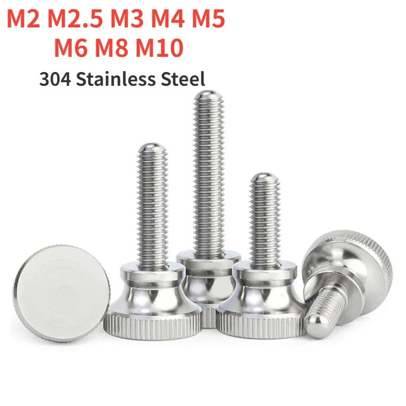 M2 M2.5 M3 M4 M5 M6 M8 M10 304 Stainless Steel Knurl High Step Head Hand Tighten Thumb Screw Adjust Bolt