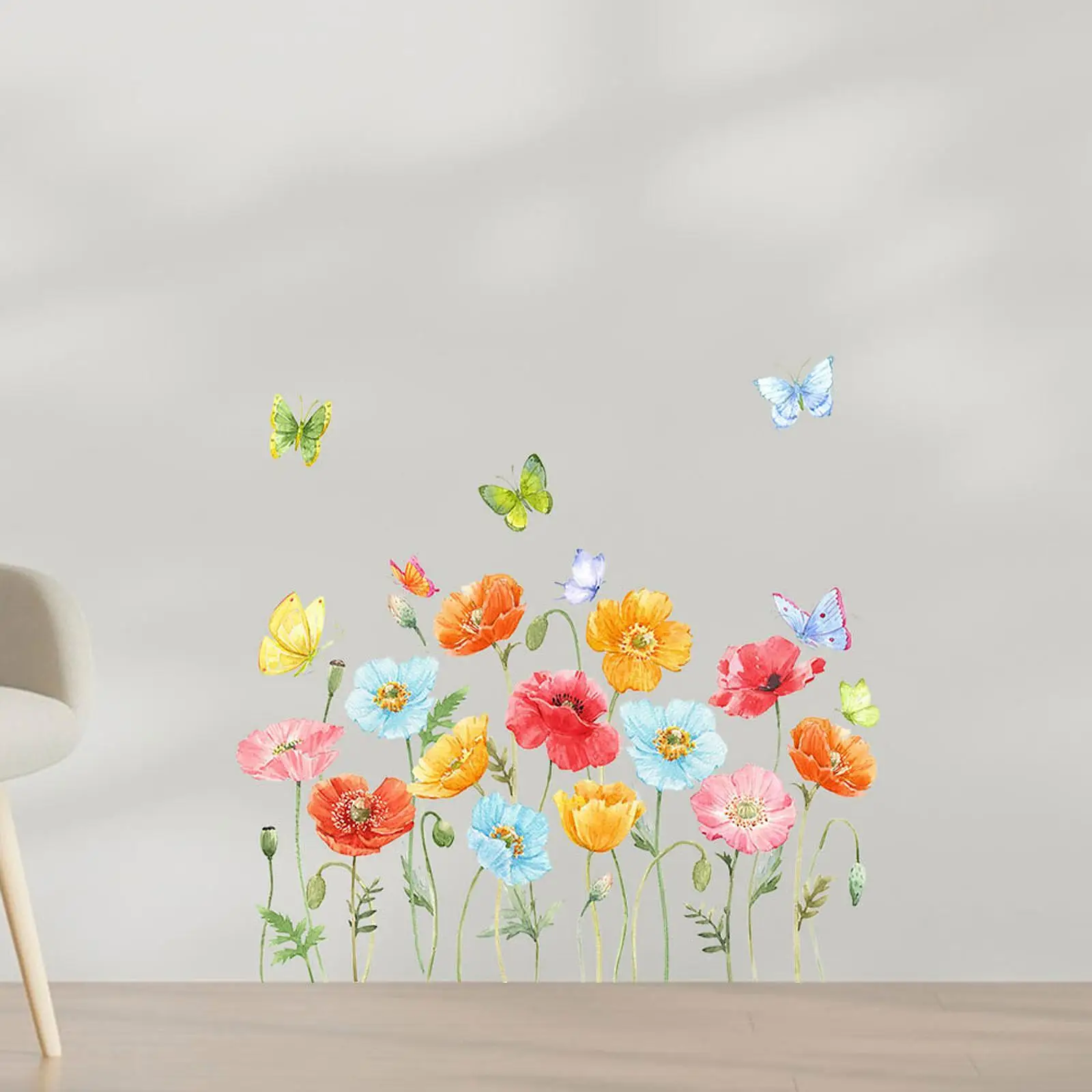 2Pcs Flowers Butterflies Wall Decals Wall Clings Reliable Waterproof PVC