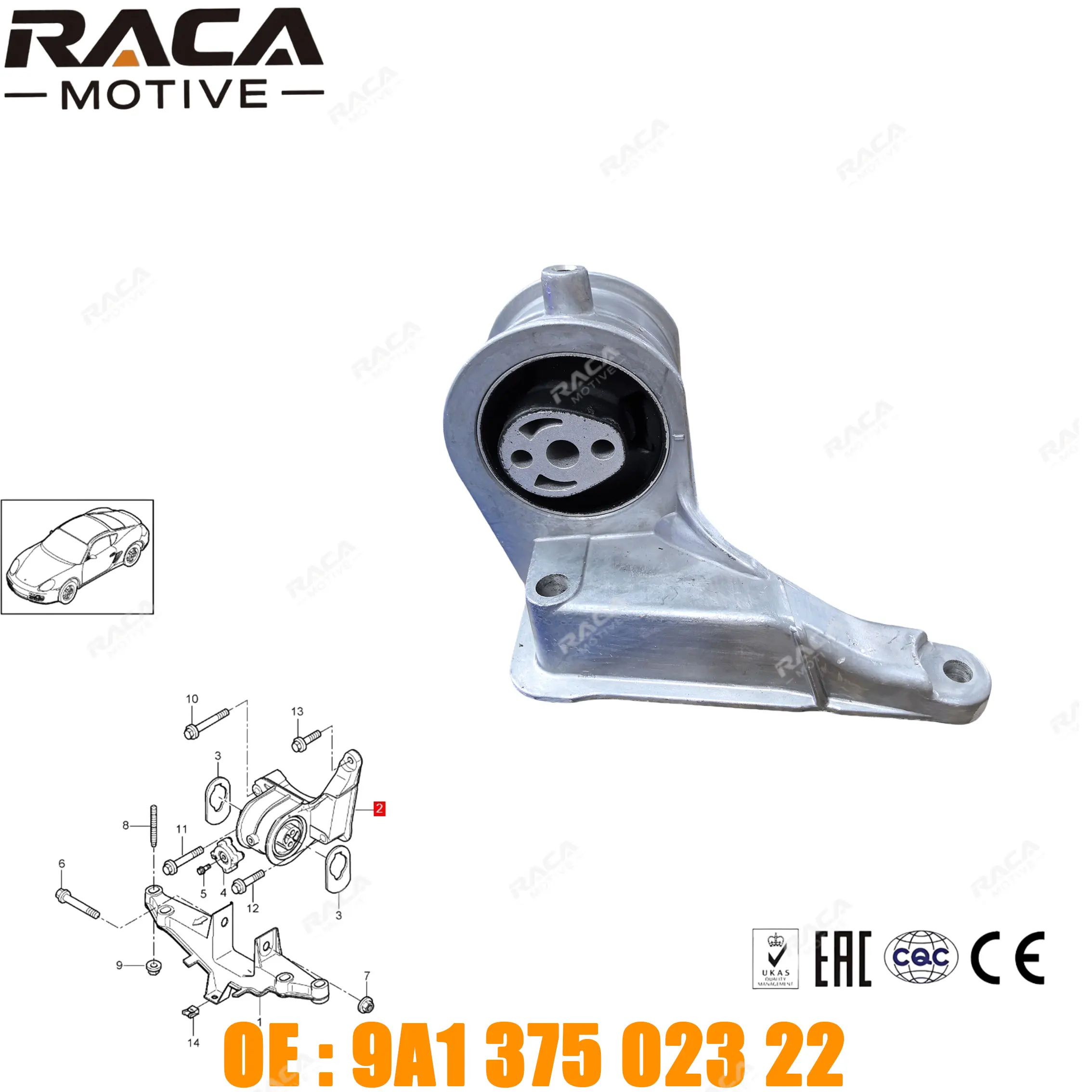 

Engine Mount/Engine Transmission Bearing Motor Bracket Suitable for Porsche 987 Boxster Cayman 2005-2012 2.9/3.4 Displacement 9A137502322 9A137502321