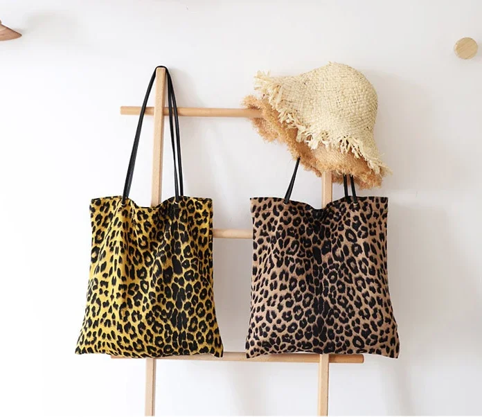 Classic Leopard Printing Top-handle Bag Female Casual Open Top-handle Shopping Bag Shopper Women Feminine Fierce Fabric Handbag