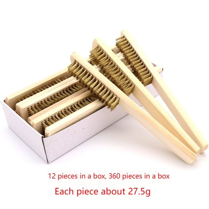 10Pcs Wood Handle Steel Wire Brush for Cultural Artifacts Carvings Diamond Cleaning Maintenance Metal Copper Brush