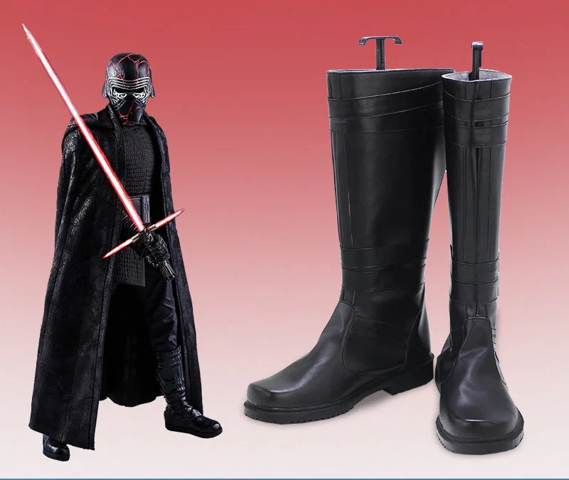 

Black Kylo Ren Cosplay Shoes Boots The Rise of Skywalker Halloween Party Role Play Costume Accessories