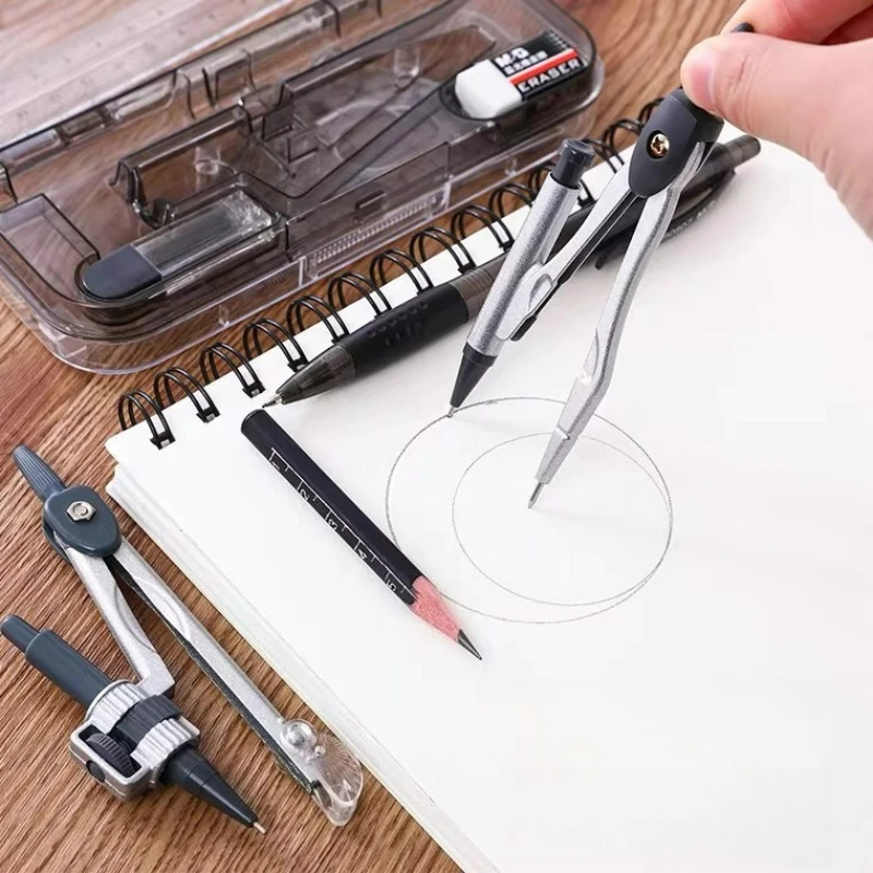 M&G Exam Ruler Set with Square Root Straight Ruler Protractor and Compass with Pen - Holding Design Refillable Type ACS90808