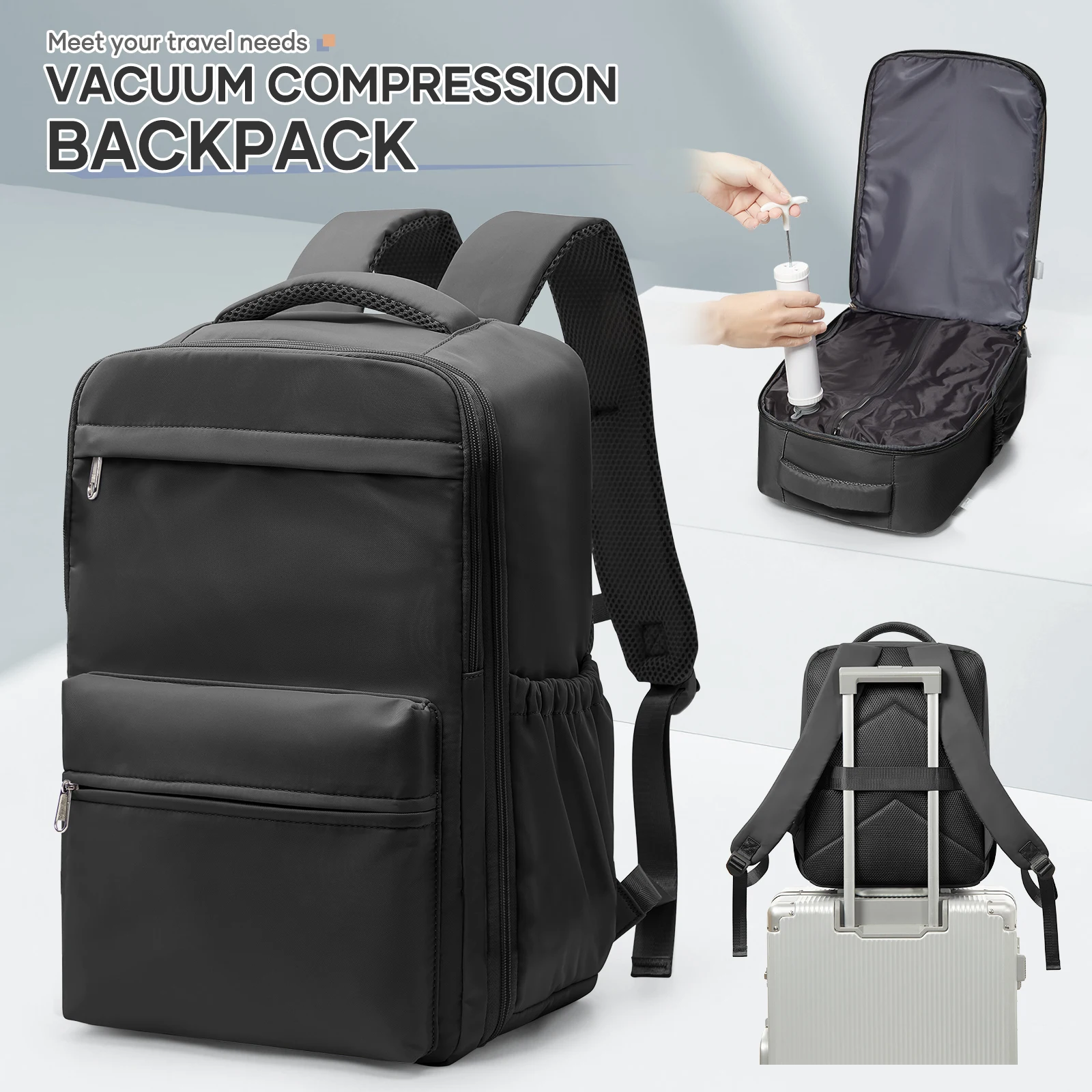 Vacuum Compression For Backpack with Manual Pump Ryanair Approved Carry-On Backpack 40x30x20 Travel Backpack, Vacuum Storage Bag