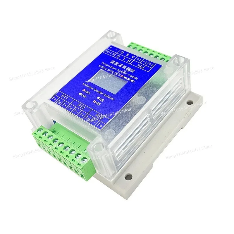Multi-Channel PT100 & Type K Thermocouple Temperature Acquisition Transmitter, RS485 Isolated Modbus Communication Module