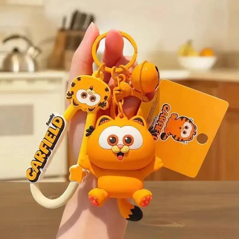 Garfield Doll Keychain Cute Anime Figure Cartoon Animal Toy Pvc Keychain Key Car Ring Decor Accessories Couple Birthday Gifts