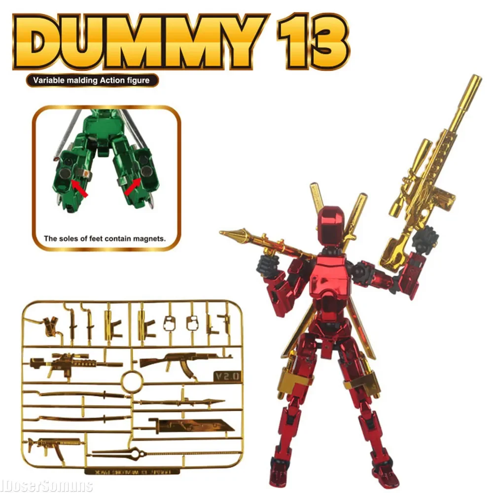 3D Printing Assembly Toys Transformer Robot Dummy 13 Magnetic Gold Plated Articulated Movable Figure Character Game Kids Gift