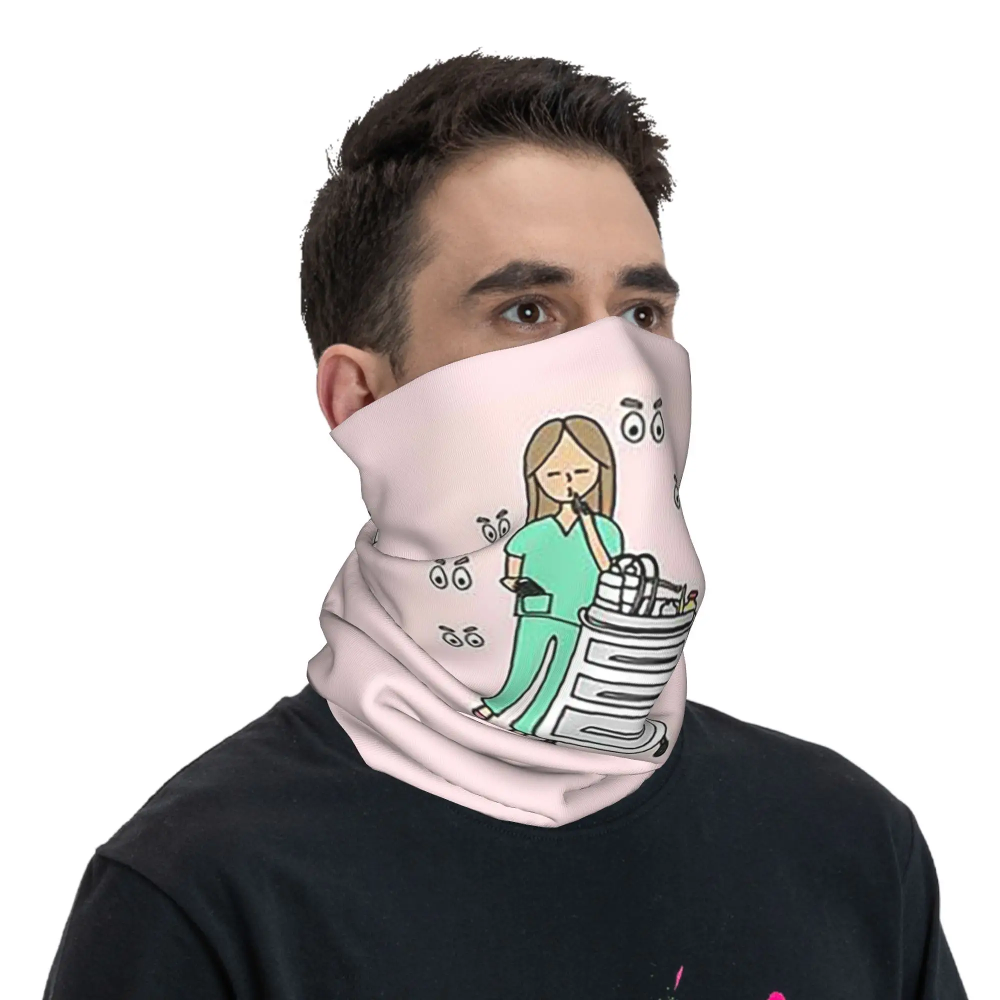 Enfermera en apuros médico enfermeira bandana pescoço capa impressa máscara cachecol quente bandana ciclismo para homens mulheres adulto toda a temporada