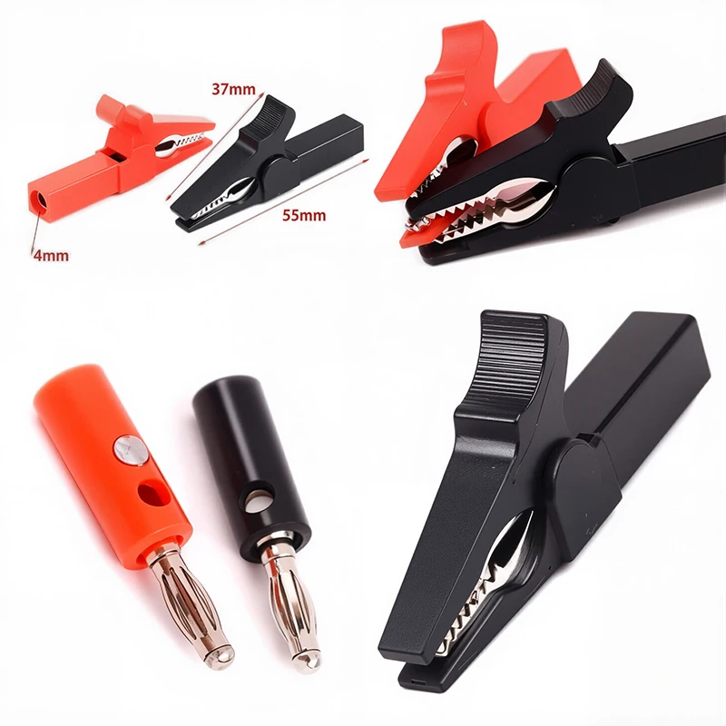4Pcs/Set 55mm Alligator Clip Banana Plug Test Probes With 4mm Banana Plug Cable Clips For Multimeter Measure Tool Accessories