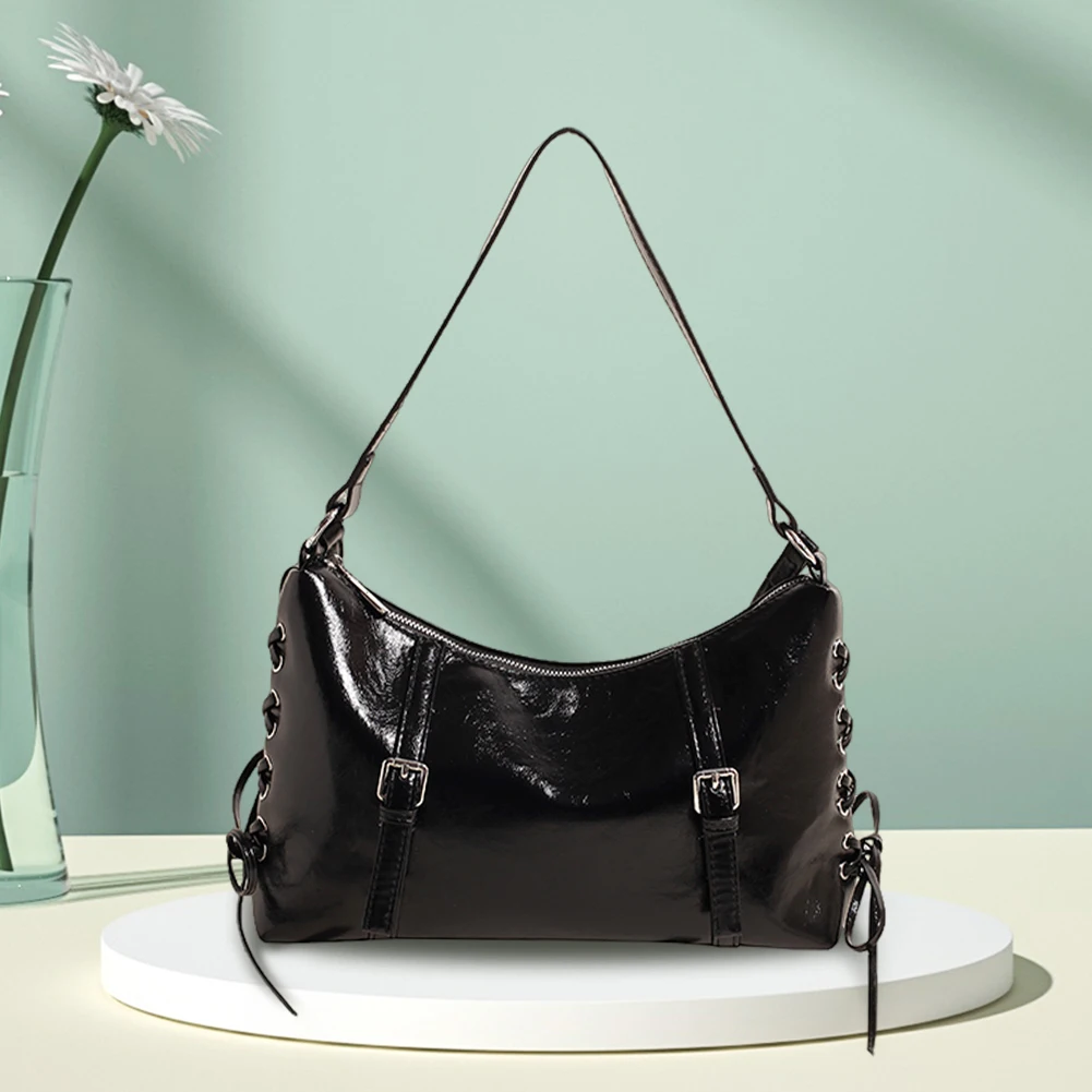 Umhängetasche für Damen, Schleife, Umhängetasche, PU-Leder, verstellbarer Riemen, Handtasche mit Innentasche für Arbeit, Reisen