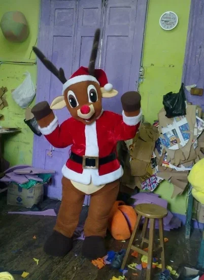 

New Adult Hot Sale Foam Christmas Reindeer Fancy Cartoon Mascot Costume Plush Christmas Fancy Dress Halloween Mascot Costume