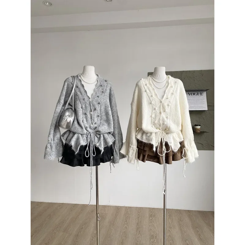 

Осенний новый повседневный свободный теплый вязаный свитер, женский простой однотонный стильный топ