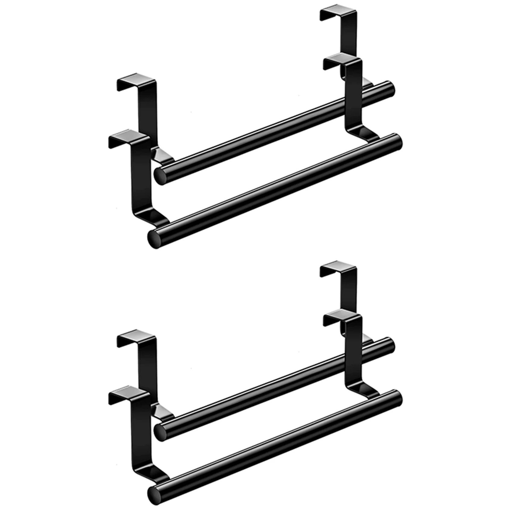 CYCLI-Over The Door Towel Rack, Kitchen Towel Holder, Over Cabinet Towel Bar, Matte Black 4 Pack,For Hand, Dish, Tea Towels