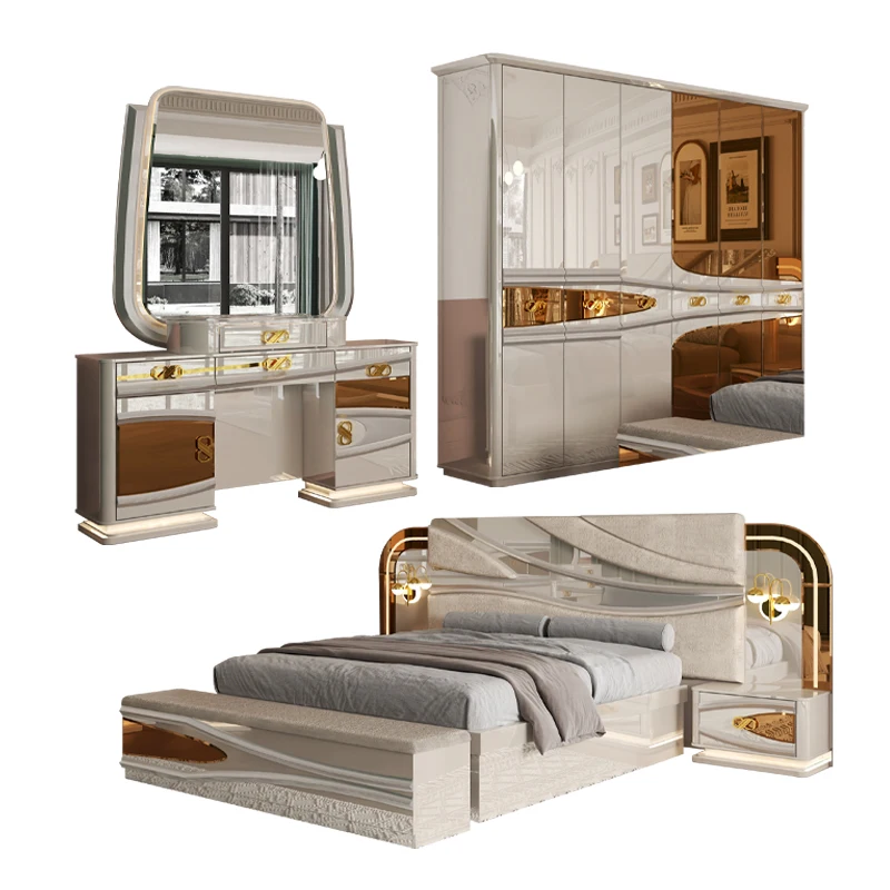 

&High End Classic Royal Luxury Bedroom Sets Complete Double king Size Bed Wooden Modern Turkish Istanbul Bedroom Furniture Set