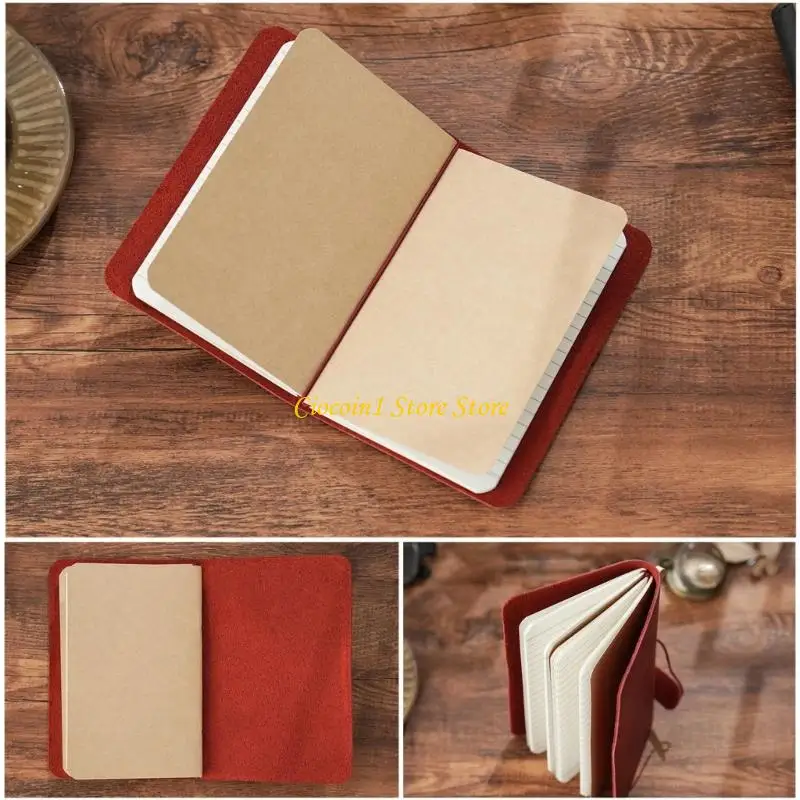 A3PC Retro Leather Travel Notebook Refillable Pages Retro Patina Portable Journal Suitable for Travel Business Office Use