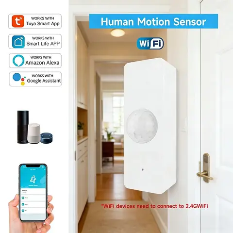 Smart Life WiFi PIR Motion Sensor Tuya Human Body Infrared Detector Home Security Alarm System Works With Alexa Google