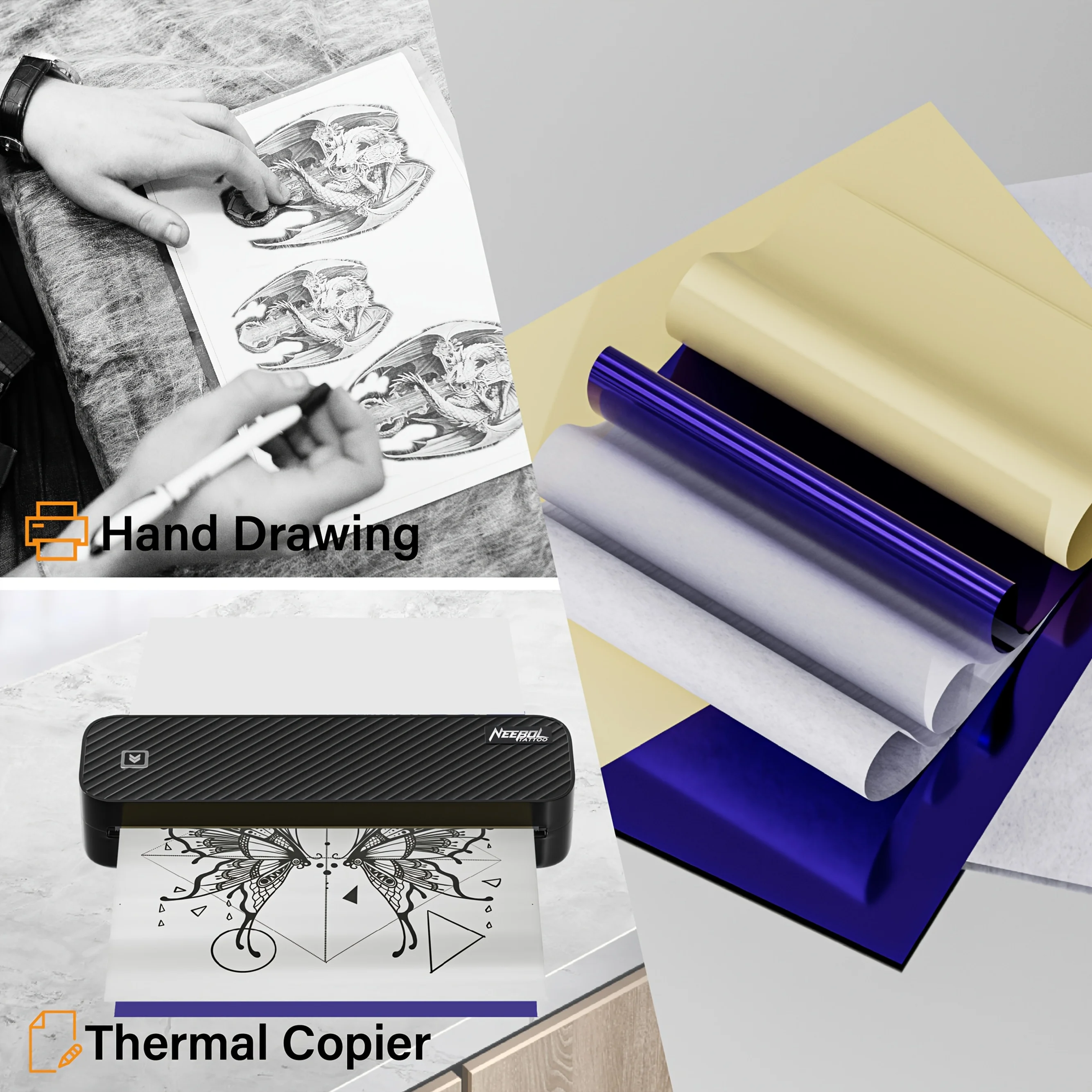 ورق نقل الوشم ، 4 طبقات ، استنسل حراري ، حجم A4 ، تتبع ، طابعة ، 10 من من من من من 20 ومن 50 ومن 50 ومن ومن ومن ومن