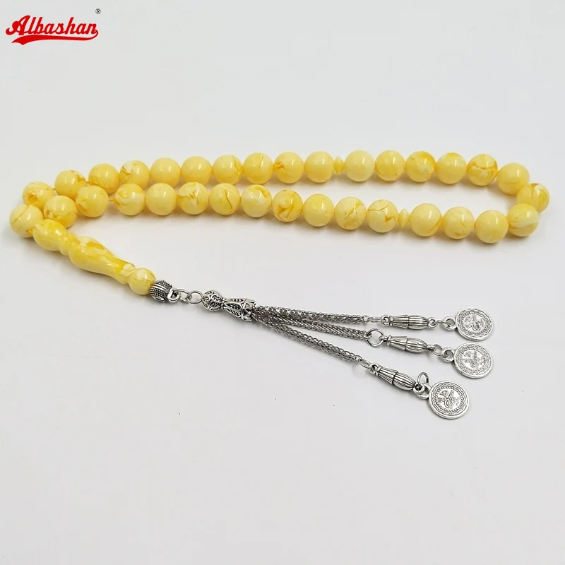 Tasbih 33 prayer beads yellow resin Muslim man bracelet arabic accessories islamic Misbaha