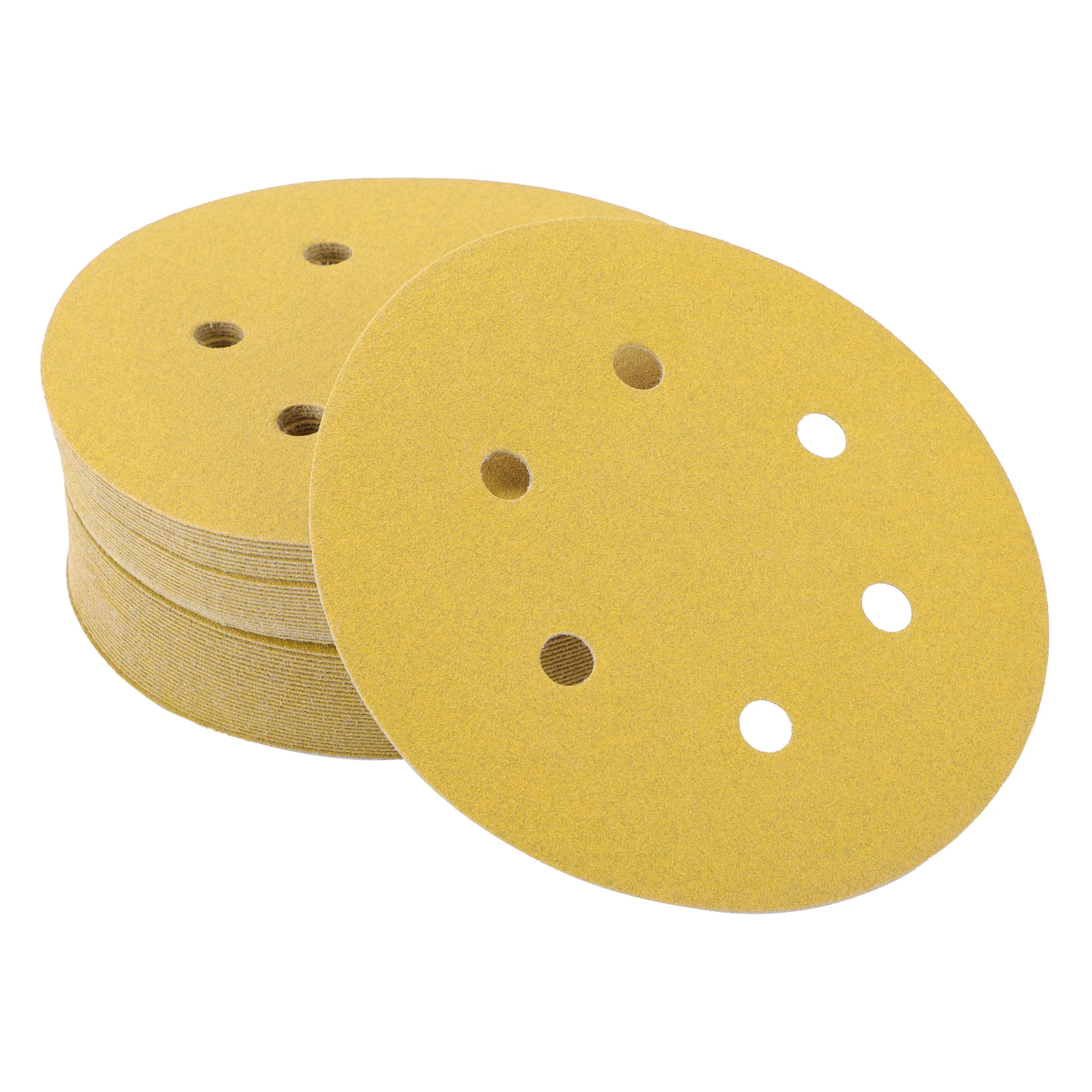 UXCELL 6 Inch 6 Hole Sanding Pad 50 PCS Sanding Discs 150 Grits Sheet Polishing Sandpaper Round Hook and Loop Sander Plate