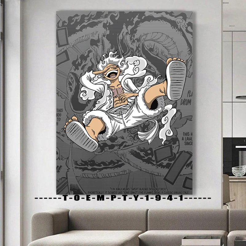أنيمي لوفي جير 5 شخصية المشارك قماش الطباعة أنيمي شخصية لوفي صورة جديدة والعتاد 5 يطبع جدار ديكور أنيمي المشجعين هدية