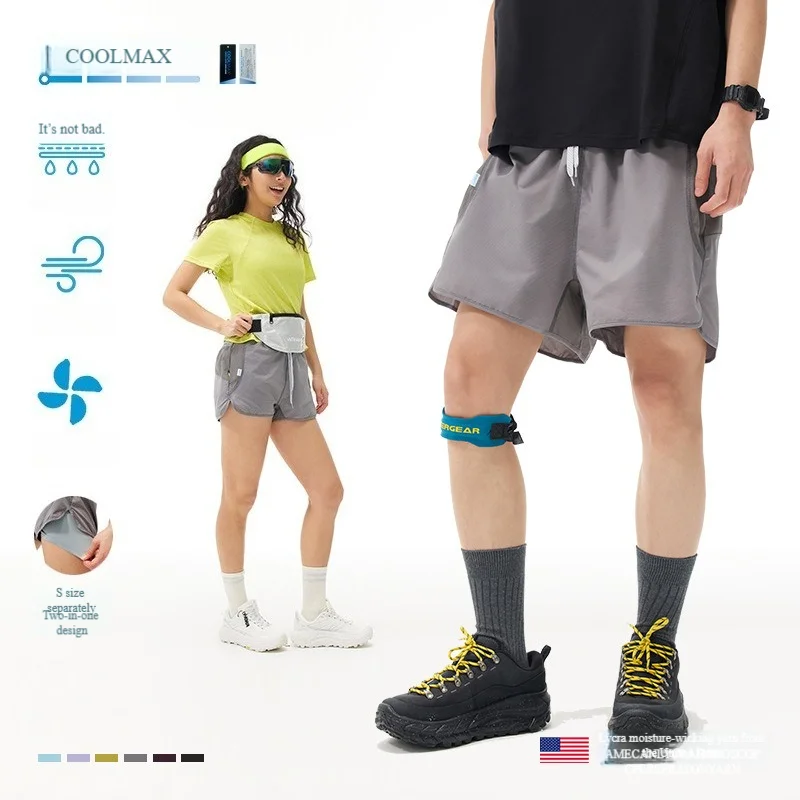 Man COOLMAX Dual-Waistband Shorts: Single Yarn Moisture-Wicking, Breathable & Cooling Tech for Running & Sports (Unisex)