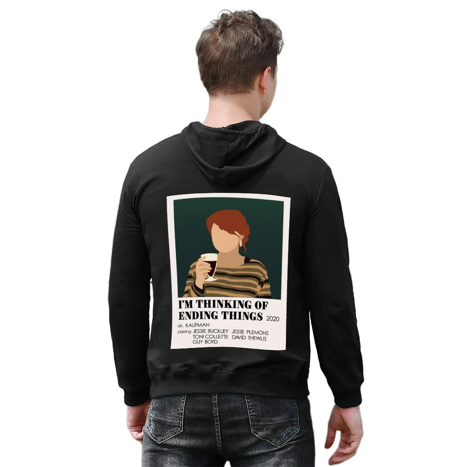 أنا أفكر في إنهاء الأشياء الحد الأدنى الجمالية المشارك هوديي مقنعين قميص الكورية الخريف الملابس الرجال معطف جديد مقنعين المحملة