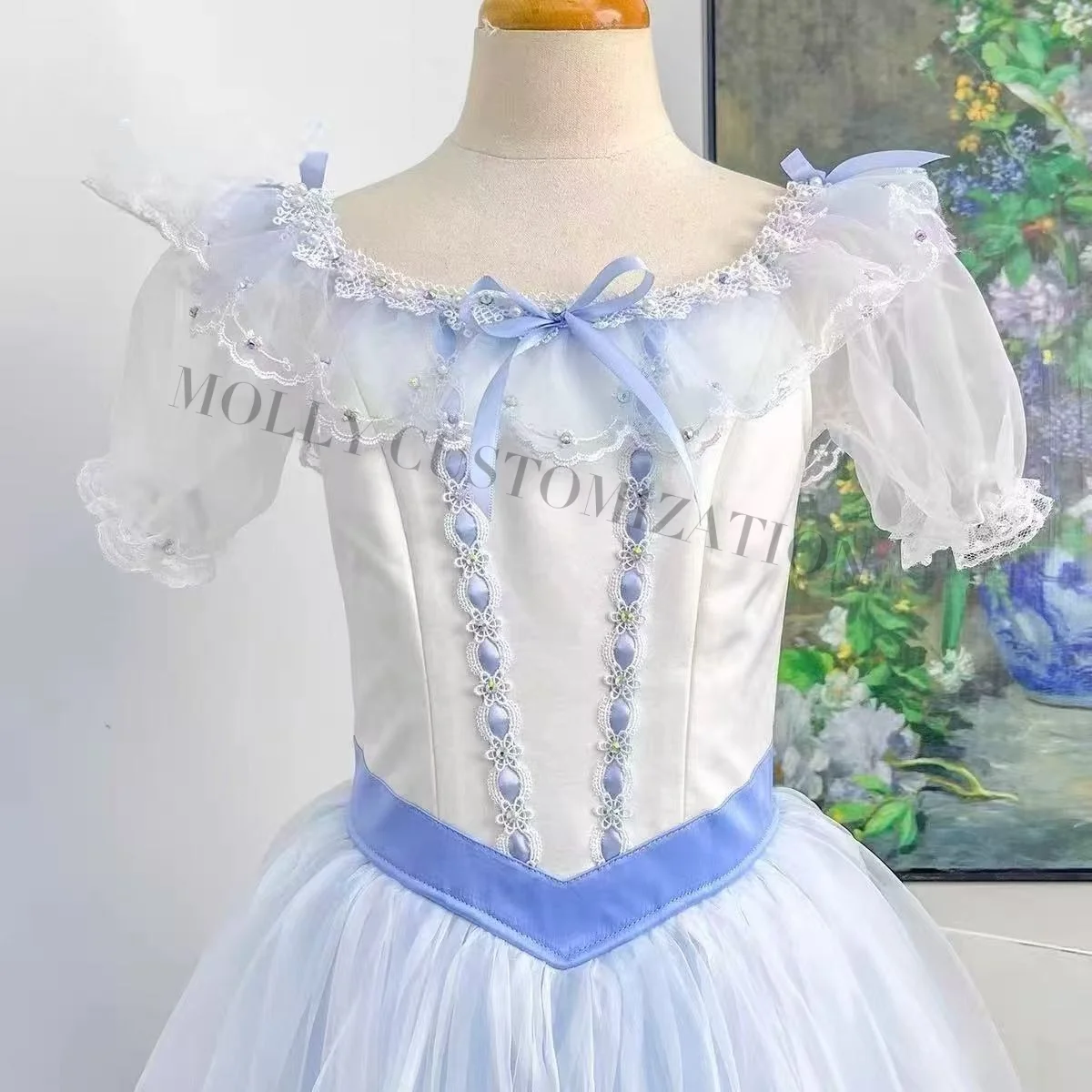 Hochwertiger, maßgeschneiderter neuer Esmeralda-Variations-Ballettrock aus langem Tüll für PDE-Wettbewerbe, für Erwachsene und Kinder. – Detail 3