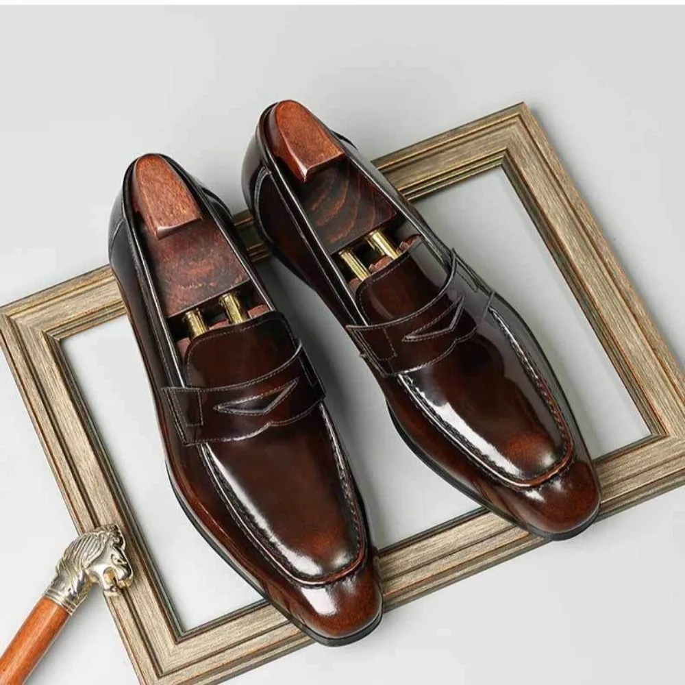 

Men Genuine Leather Loafers Summer New British Style Slip On Casual Business Shoes