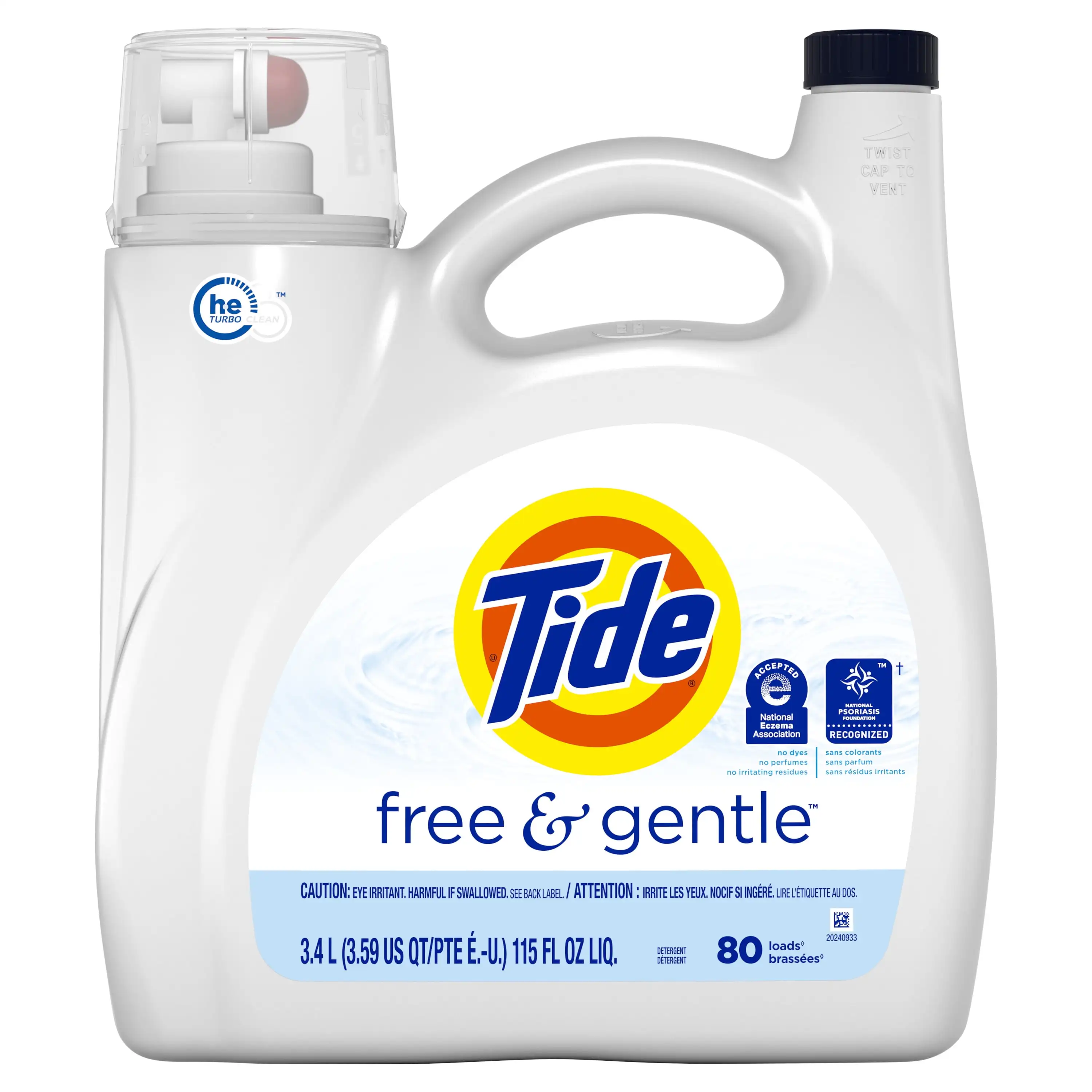 Hygienic Clean Heavy Duty 10x Free Liquid Laundry Detergent Unscented 80 Loads 115 Oz HE Compatible Free of Dyes