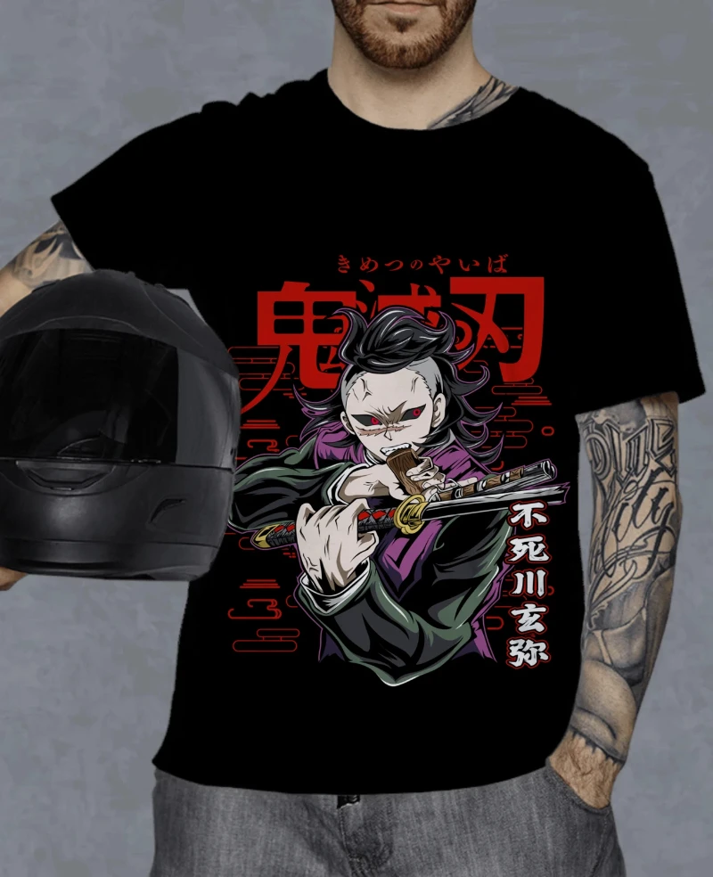 

Genya Shinazugawa T-shirt Men Kimetsu No Yaiba Devil Killer Tanjiro Short Sleeved Women's Fashion Manga Top