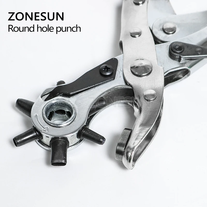 ZONESUN Revolving Punching stitching Plier punch tool Round Hole Perforator for Leather Strap Watch Band Belt Hollow Puncher