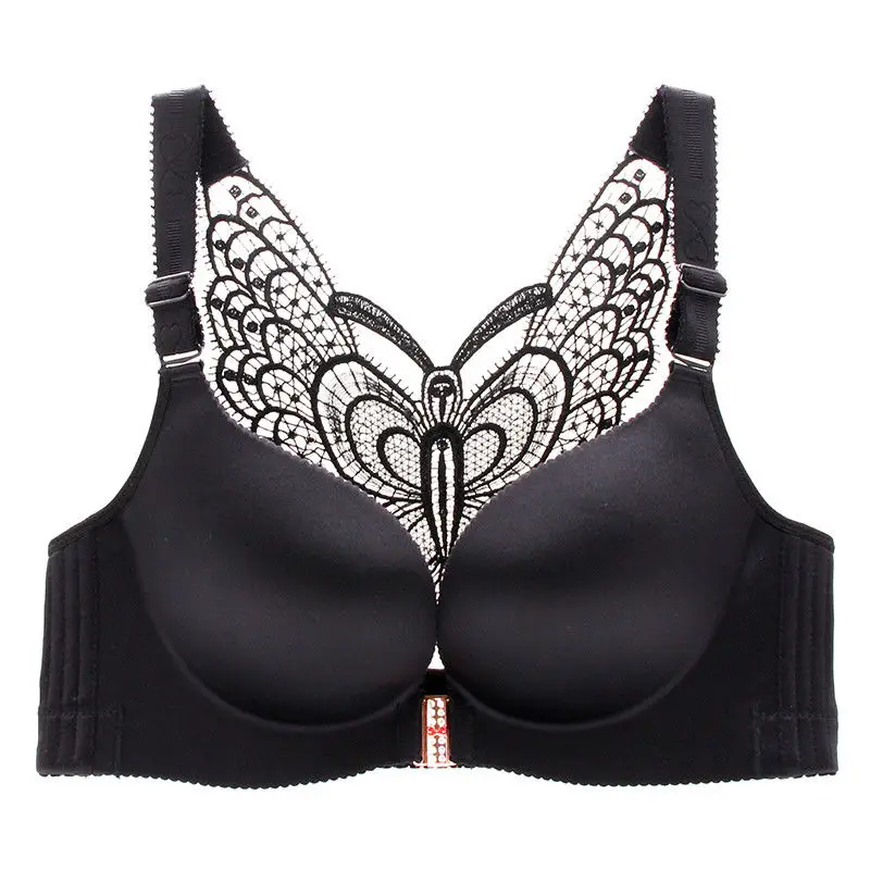 Women Sexy Plus size Bra Type Y Embroidery Beautiful Back Seamless Front Buckle Gathering Push Up Bra No underwire underwear