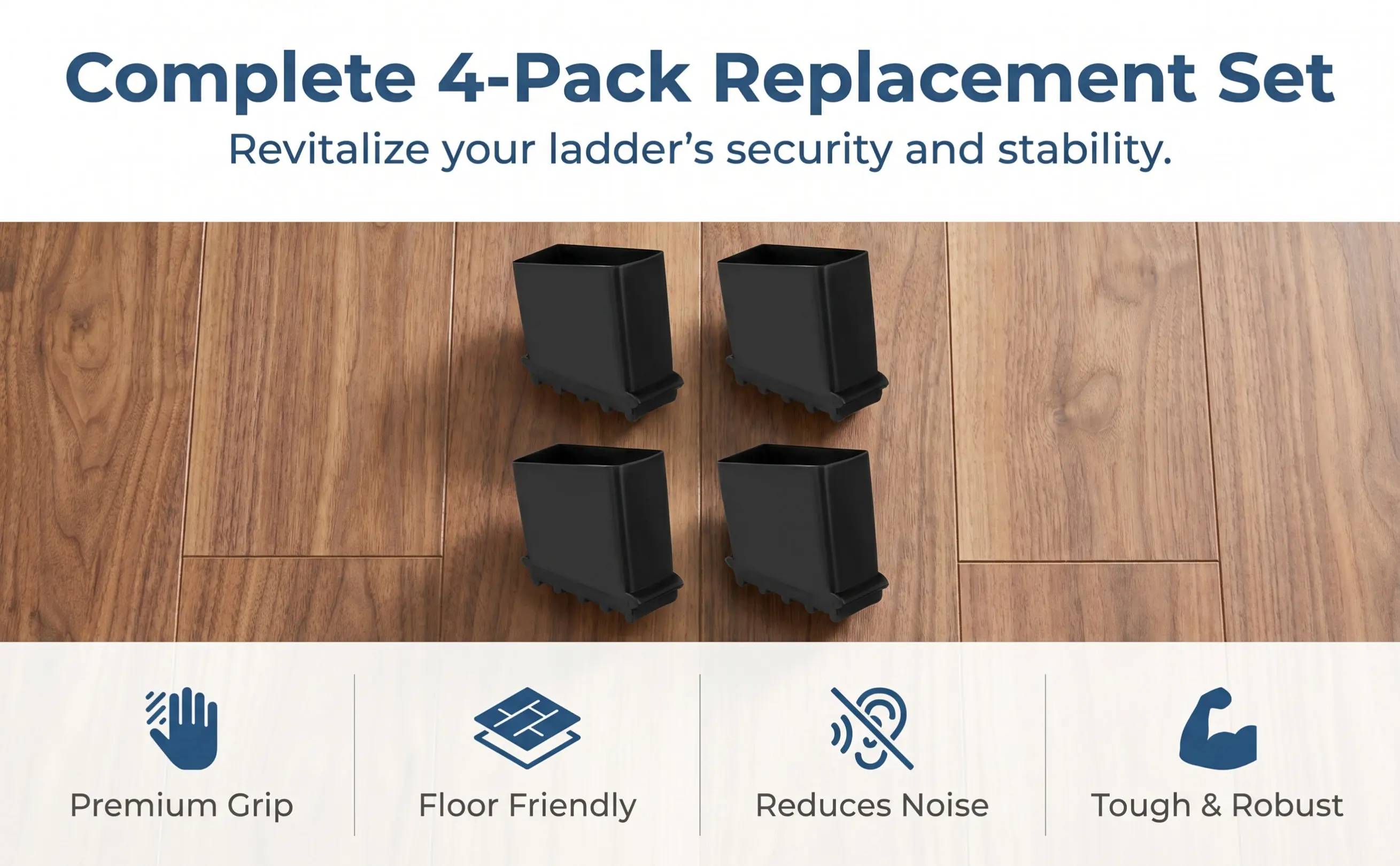 4Pcs Rubber Ladder Feet Covers Non-Slip Step Ladder Foot Mats Thicken Design Anti-Slip Grip Stable Floor Protection Accessories