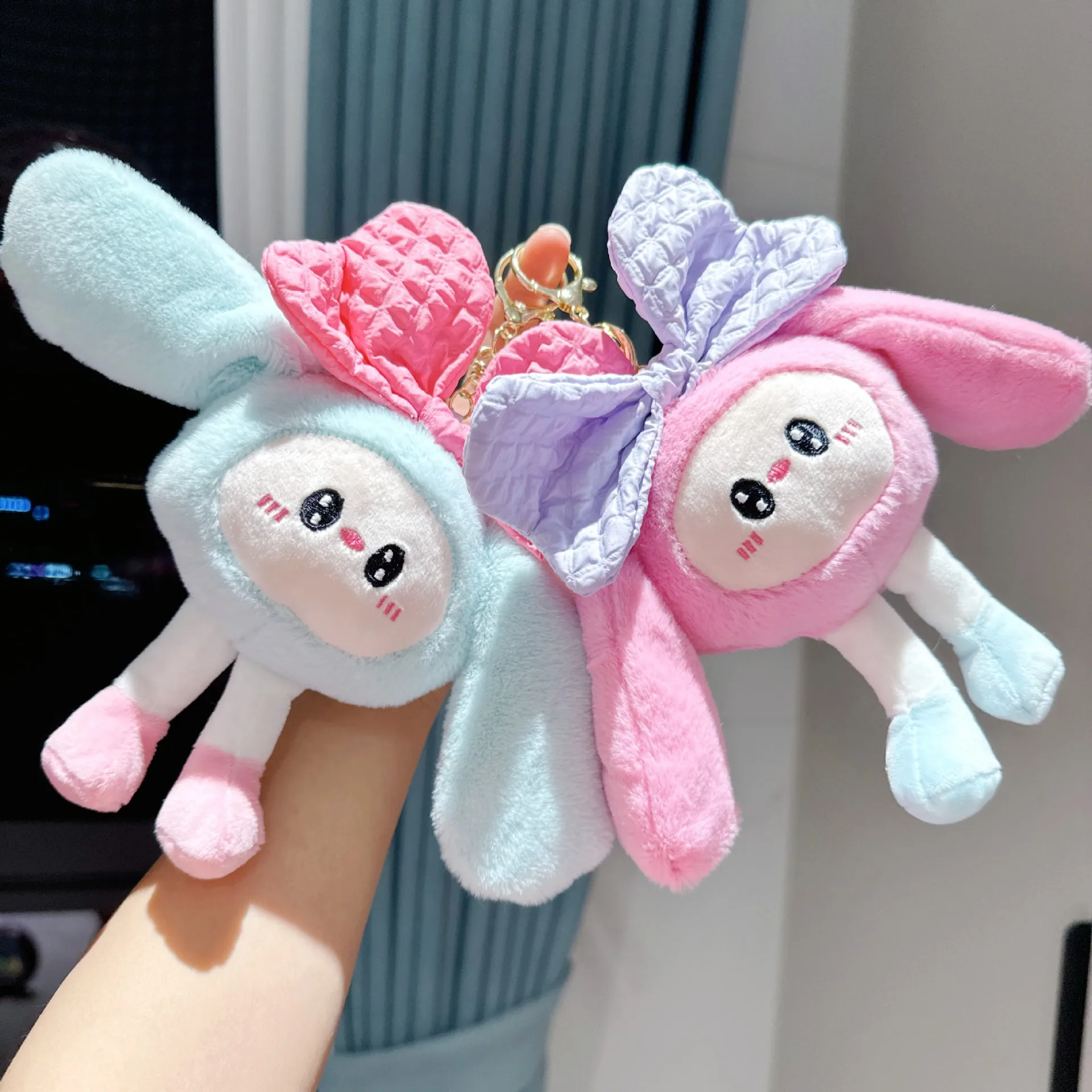 new Cute Children's Doll Pendant Cute Long Eared Elf Little Rabbit pretty bow Doll Exquisite Bag Pendant Car Keychain Keychain