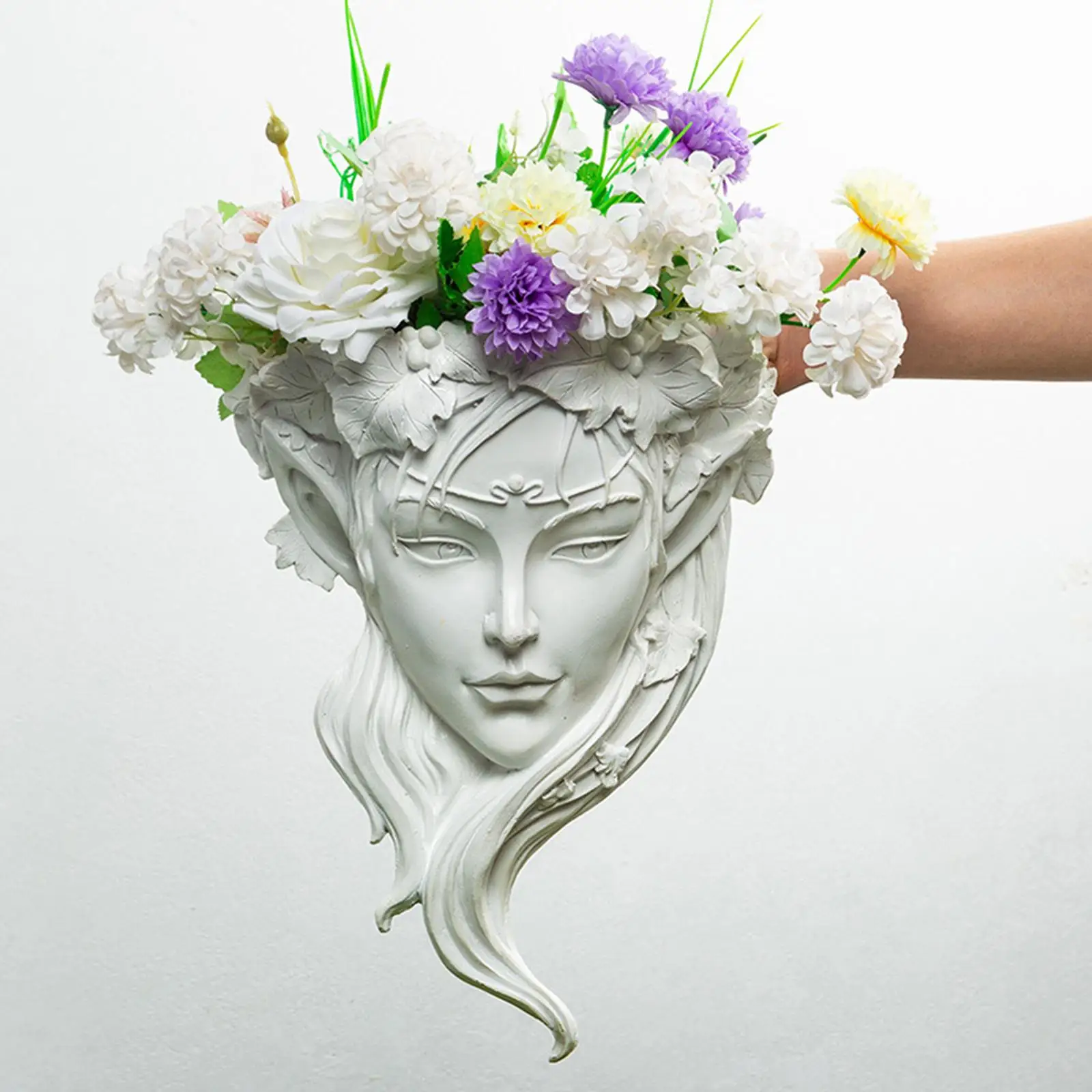 Wall Hanging Plant Pot Resin Crafts Creative Unique Head Flower Pot Hanging Planter Pot for Porch Hanging Décor Home Balcony