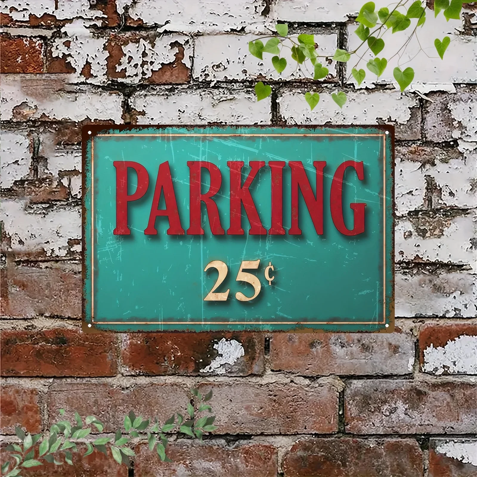 Tin Sign and Plaque Vintage Parking Lot 25 Cent Metal Tin Plate, Garage Theme Decor Painting, Suitable for Bar Cafe