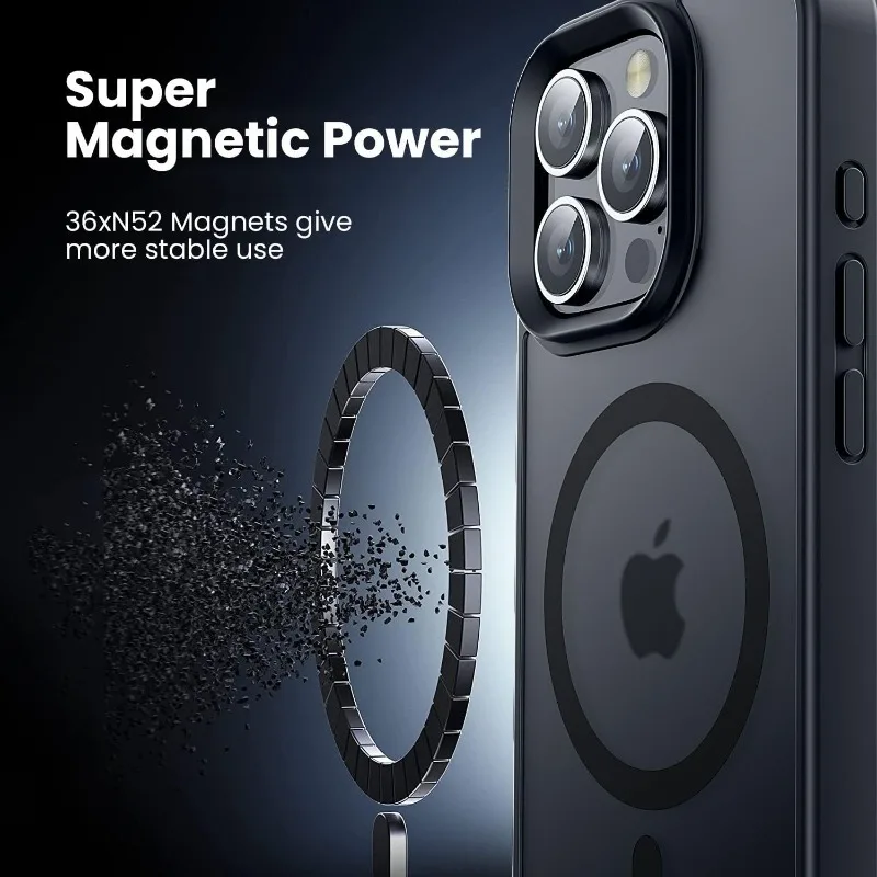 Anti-Yellowing Ultra Thin Magnetic Phone Case for iPhone 17 11 14 15 16 17 Pro Max 12 13 Mini Shockproof Hard PC Magsafe Cover