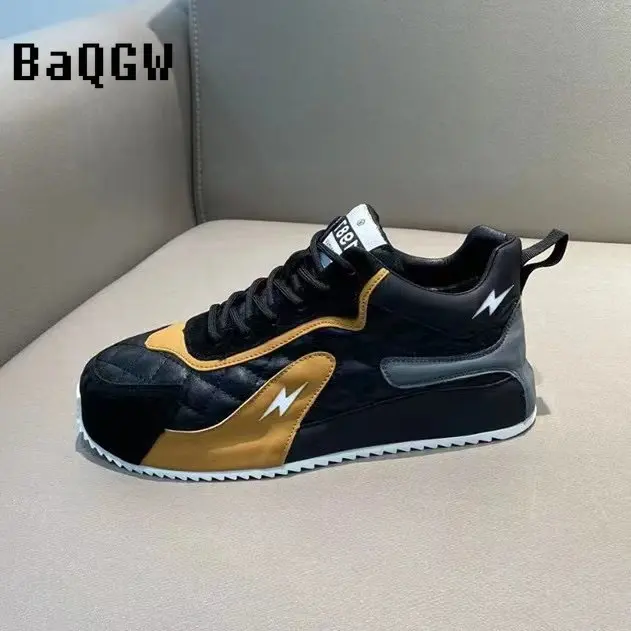 Casual skóra z mikrofibry wiosna oddychająca zwiększona wewnętrzna platforma buty dla mężczyzn kobiety moda Running Chunky Sneakers