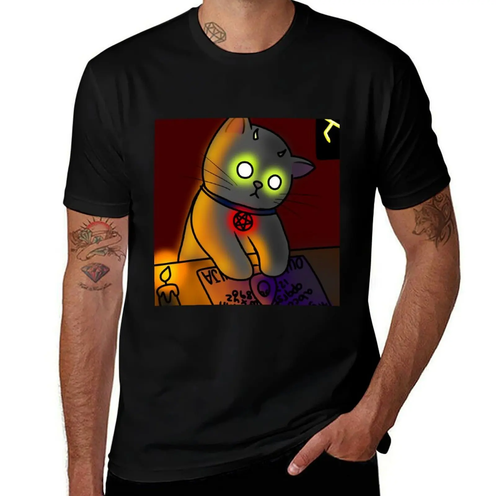 Ouija Cat T-Shirt Stretch Fabric Comfort T-Shirt